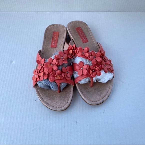 Nurture by Lamaze Floral Slide Sandals Women’s 6.5M Coral Pink Summer Comfort - Picture 1 of 5